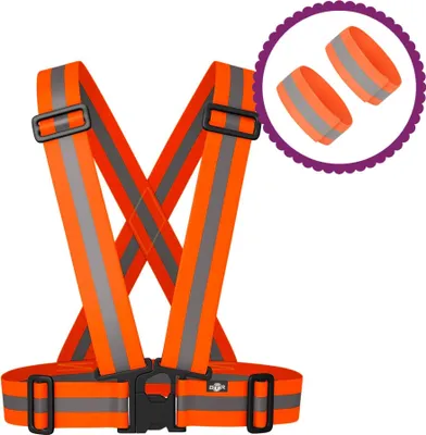 Immagine prodotto di Tg55552-2 Pettorina Riflettente Arancione Regolabile Gilet Di Sicurezza Moto Corsa Bicicletta