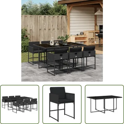 Produktbild von The Living Store 7-tlg. Garten-Essgruppe mit Kissen Schwarz Poly Rattan