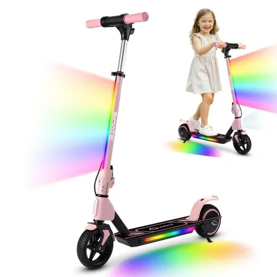 Produktbild von Elektroroller Kinder mit Dual-Bremssystem,Verstellbarer Lenker 86-99cm, 130W, 3 Geschwindigkeiten, 5-8km, LED Display, 6,5 Zoll Elektrorscooter Rosa