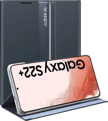 Produktbild von Samsung Galaxy S22 Plus 5G Hülle, Slim Flip Leder Smart View Window Klappetui Schutzhülle mit Standfunktion für Galaxy S22 Plus 5G Navy blau