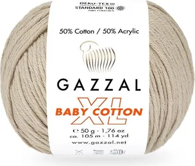 Produktbild von Gazzal Baumwolle XL 3446 Handstrickgarn Baumwollmischgarn Wolle 50 g 105 m Hellbeige