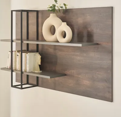 Produktbild von Wandpaneel "Piano" in Eiche und grau Wandboard 152 x 90 cm