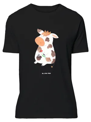 Produktbild von Mr. & Mrs. Panda Größe L T-Shirt Kuh - Schwarz - Geschenk, Shirt, Bauernhof, Motivtion, mit Spruch, Hof, Tshirt, Kühe