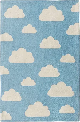 Produktbild von BELIANI Teppich Blau Baumwolle 60 x 90 cm Kurzflor Bedruckt Kinderzimmer Wolkenmotiv Kinderzimmer Rechteckig