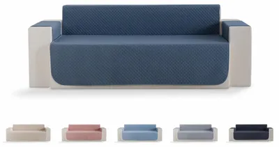 3-Sitzer-Bankbezug, gesteppt, Karomuster, grau-blau, waschbar