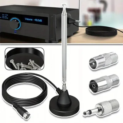 Produktbild von DAB+ FM-Radioantenne - Teleskopantenne - Magnetfuß - 3 m Kabel - Für Heimstereo- und AV-Receiver