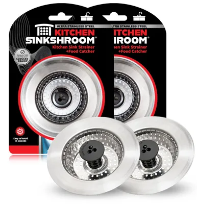 Zdjęcie produktu dla SinkShroom – Rewolucyjny, niezatykający się sitko do zlewu, stal nierdzewna, zestaw 2 sztuk