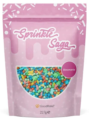 Produktbild von GoodBake Streusel-Mix Dinomania 227g – bunte Zuckerstreusel, Tortendeko & Backdekoration