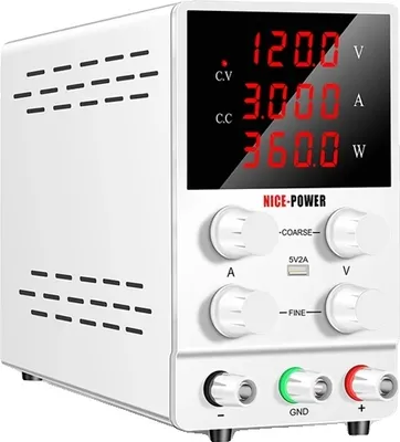 Image de Alimentation DC réglable, sortie 30V 5A, design compact, (120V3A)blanc