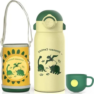 Image de Bouteille d'eau Famanu de 600 ml avec paille - étanche et sans BPA - bouteille en Tritan pour enfants - anti-fuite et réutilisable