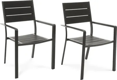 Produktbild von di volio 2er Set Gartenstühle Teri - schwarz, aus Aluminium und Kunstholz, modernes Design, robust & wetterfest