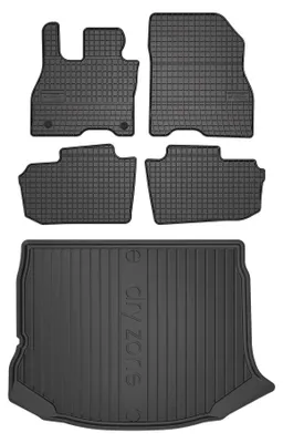 Productafbeelding van Rubberen automatten + kofferbakmat voor Nissan Leaf II 2017-2025 (hatchback) – 5-delig, zwart, op maat – Wielganizator SolidPRO