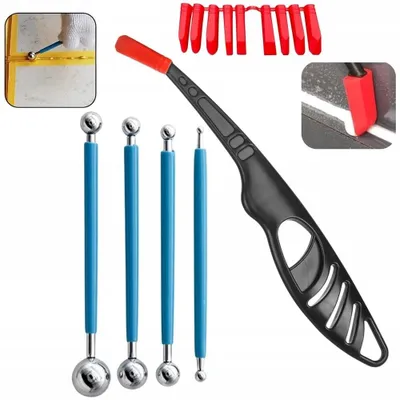 Produktbild von Silikonspachtel & Fugenglätter Set – 9-teiliges Silikon Abzieher Werkzeug mit Fugenglätter & Schaber, für Bad, Dusche, Küche & Boden