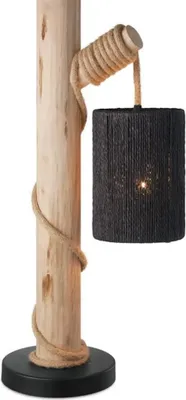 Produktbild von Home Sweet Home Tischlampe aus Holz im böhmischen Stil – Maritim | 55cm, schwarzer Lampenschirm | E27-Fassung | Retro-Leselampe mit Seilkabel | Für Wohnzimmer, Schlafzimmer, Nachttischlampe