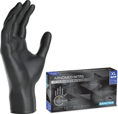 Produktbild von ARNOMED Einweghandschuhe Schwarz, Nitril Handschuhe 100 Stk, Einmalhandschuhe Gr XS-XXL, Einweg Handschuhe puder- & latexfrei - Gr. XL