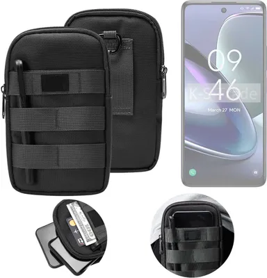 Produktbild von K-S-Trade Holster Gürtel Tasche kompatibel mit TCL 50 5G Handy Tasche Schutz Hülle dunkel-grau viele Fächer, 1x