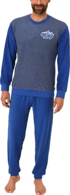Produktbild von Herren Frottee Pyjama langarm Schlafanzug mit Bündchen  - 291 101 13 573 ; marine , 50