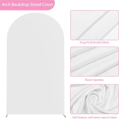 Image de 3PCS Set Wedding Arch Cover Polyurethane Milk Silk Elastic Multifunctional Arch Backdrop Stands Cover White