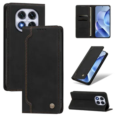 Produktbild von Handyhülle für Xiaomi Poco X7/Redmi Note 14 Pro 5G/14 Pro+ 5G, Leder Wallet Klapphülle mit Standfunktion, Stoßfeste Schutzhülle Schwarz