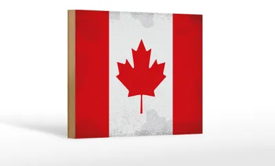 Produktbild von Holzschild Flagge Kanada 18x12cm Flag of Canada Vintage