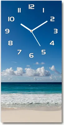 Produktbild von Wanduhr aus Glas – 30x60 cm - Glasbild - Glasuhr - Gehärtetes Glas -Tropischer Strand