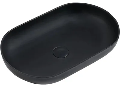 Produktbild von CERANO Lyra Aufsatzwaschbecken 54 x 34 cm Mineralguss schwarz matt