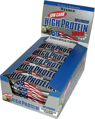 Produktbild von Weider 40% High Protein Bar (24x50g) Stracciatella - Riegel - Protein-Riegel