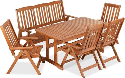 Obrázek produktu pro Souprava zahradního nábytku Konsimo EU a ruční výroba "ALCES", hnědá, z masivního borovicového dřeva, 160/210x73x90 | 4*63x106x73| 170x106x70 cm