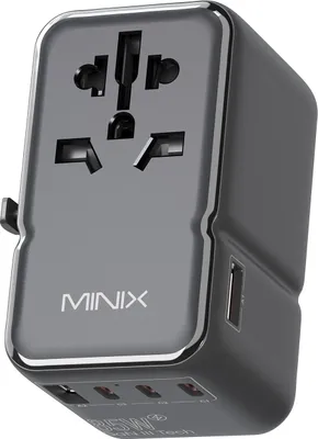Obrázek produktu pro MINIX TP85 Universal-Reiseadapter mit 85-W-PD-Anschluss Internationale AC-Steckdose mit USB-A- und USB-C-Anschluessen Netzstecker Reise-Wandladegeraet Weltweite AC-Steckdose
