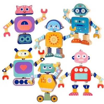 Zdjęcie produktu dla Robot drewniany do składania 33 elementy zabawka dla dzieci od 3 lat