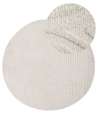 Produktbild von Teppich Holly Zen Rund flauschig weicher Teppich in Creme Ø 200 cm | für Wohnzimmer, Schlafzimmer & Kinderzimmer