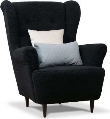 Produktbild von Ohrensessel - Schwarz - 77x106x89 cm B/H/T - Teddy-Stoff - 2 Kissen im Set - Tierfreundlich - IVAR