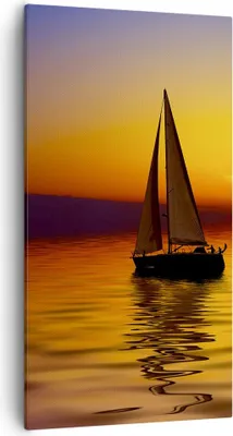 Produktbild von Bild auf Leinwand - Leinwandbild - Boot Sonnenuntergang Landschaft - 55x100cm - Wand Bild - Wanddeko - Leinwanddruck - Bilder - Kunstdruck - Leinwand bilder - Wandkunst - PA55x100-0106