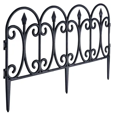Zdjęcie produktu dla Ogrodzenie – obrzeże do trawnika – 60 x 33 cm – 4 elementy – czarne
