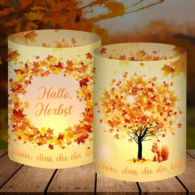 Productafbeelding van 12 Windlichten voor Tafeldecoratie in de Herfst