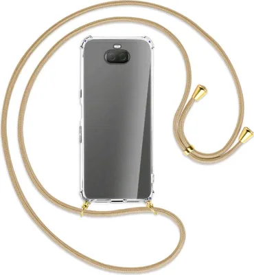 Produktbild von Handykette Backcover-Schutzhülle mit Band (Metall goldfarben) für Sony Xperia 10 Plus - caramel
