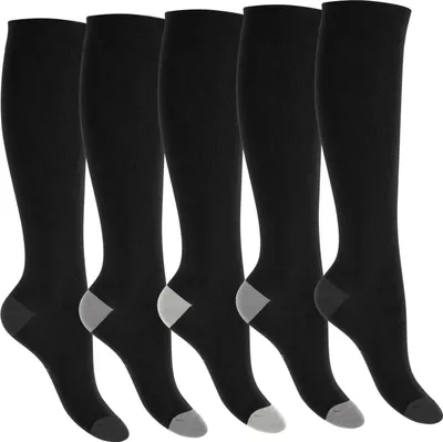Produktbild von Footstar Hohe Baumwollsocken für Kinder (5 Paar) mit kontrastierender Ferse und Spitze - Grau