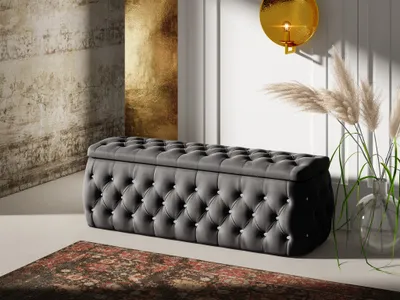 Produktbild von Polsterhocker mit Stauraum Betthocker SEVRA 160x50x45 cm Elisa Velvet Anthrazit