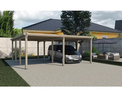 Produktbild von Doppelcarport weka 618 Gr. 2 ohne Dacheindeckung 576 x 591 cm kesseldruckimprägniert