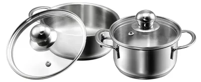 2-teiliges Kochset 12+14 cm, Edelstahl, induktionsgeeignet