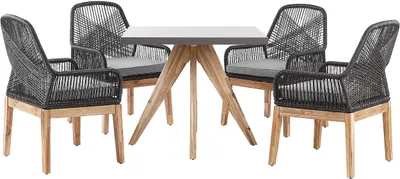 Produktbild von BELIANI Gartenset Tisch 90x90 cm und 4 Stühle Faserzement Akazienholz-Gestell rustiklaler Look Gartenausstattung Gartenmöbel Garten und Terrasse