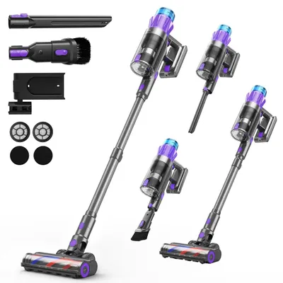Obrázek produktu pro Bezdrátový vysavač - P9 Pro - 550 W - sací výkon 55 kPa - výdrž 70 minut - HEPA filtr - LCD displej - fialová barva
