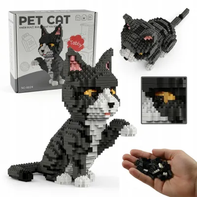Produktbild von 3D Katze Bausteine Set 1250 Teile - Realistische Tierfigur für Kinder & Erwachsene