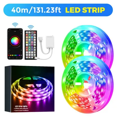 Obrázok produktu pre LED pásiky s RGB farbami, ovládanie cez aplikáciu, synchronizácia s hudbou, dĺžka 40 metrov