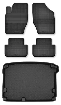 Image de Tapis en caoutchouc + bac de coffre pour Citroen DS4 2011-2015 (hayon, 5 portes) – 5 pièces, noirs, semi-universel, adapté