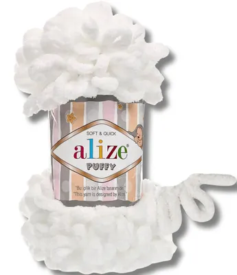 Image de Alize 1 x 100 g de laine Puffy, unie, pour le crochet et le tricot (Blanc - 55)