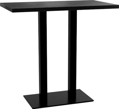 Produktbild von Gastro Stehtisch 110x60 cm | Dunkle Holzoptik | Gusseisen Gestell