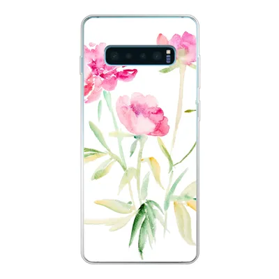 Produktbild von MuchoWow® Handyhülle Schutzhülle Hülle für Samsung Galaxy S10 Lite Blumen - Aquarell - Rosa Silikon Softcase Handy Hülle - Schutz