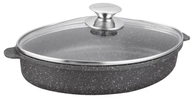 Immagine prodotto di Padella antiaderente in alluminio pressofuso - 30 x 21 cm - 2 litri - Per induzione - Con coperchio in vetro