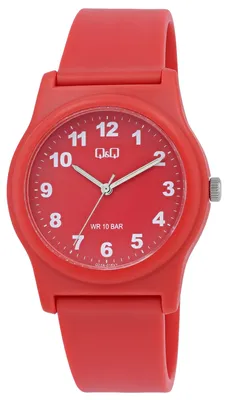 Produktbild von Q&Q Damenuhr Rot, 38mm Gehäusedurchmesser, Resin, Mineralglas, Sportlich